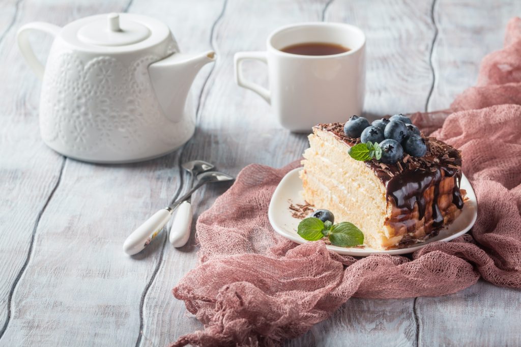 Piece of delicious sponge cake